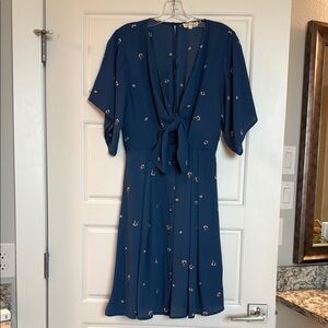 Crescent Deep Blue Floral Midi Dress